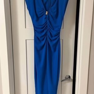 Zara Royal Blue Ruched Maxi Dress